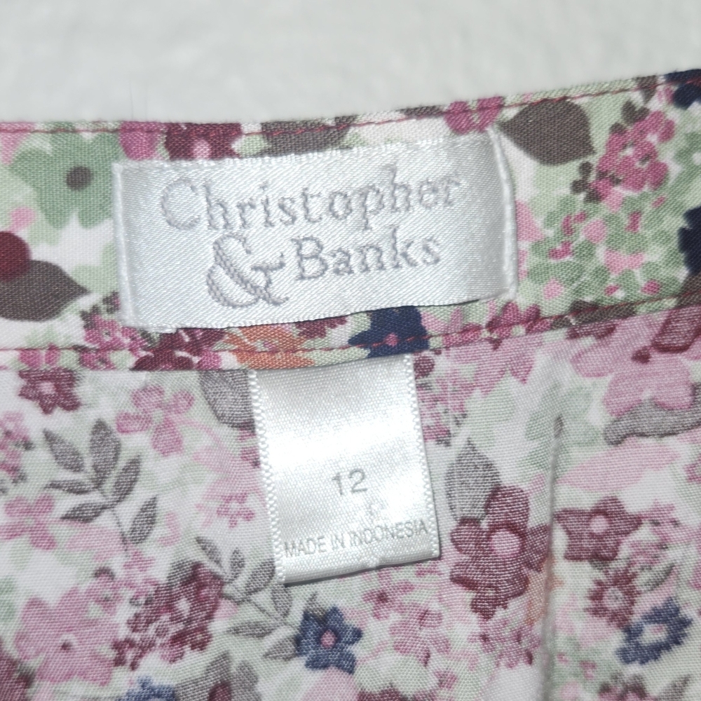 Christopher And Banks Scarlet Floral A Line Midi Skirt Size 12 - Picture 4 of 7